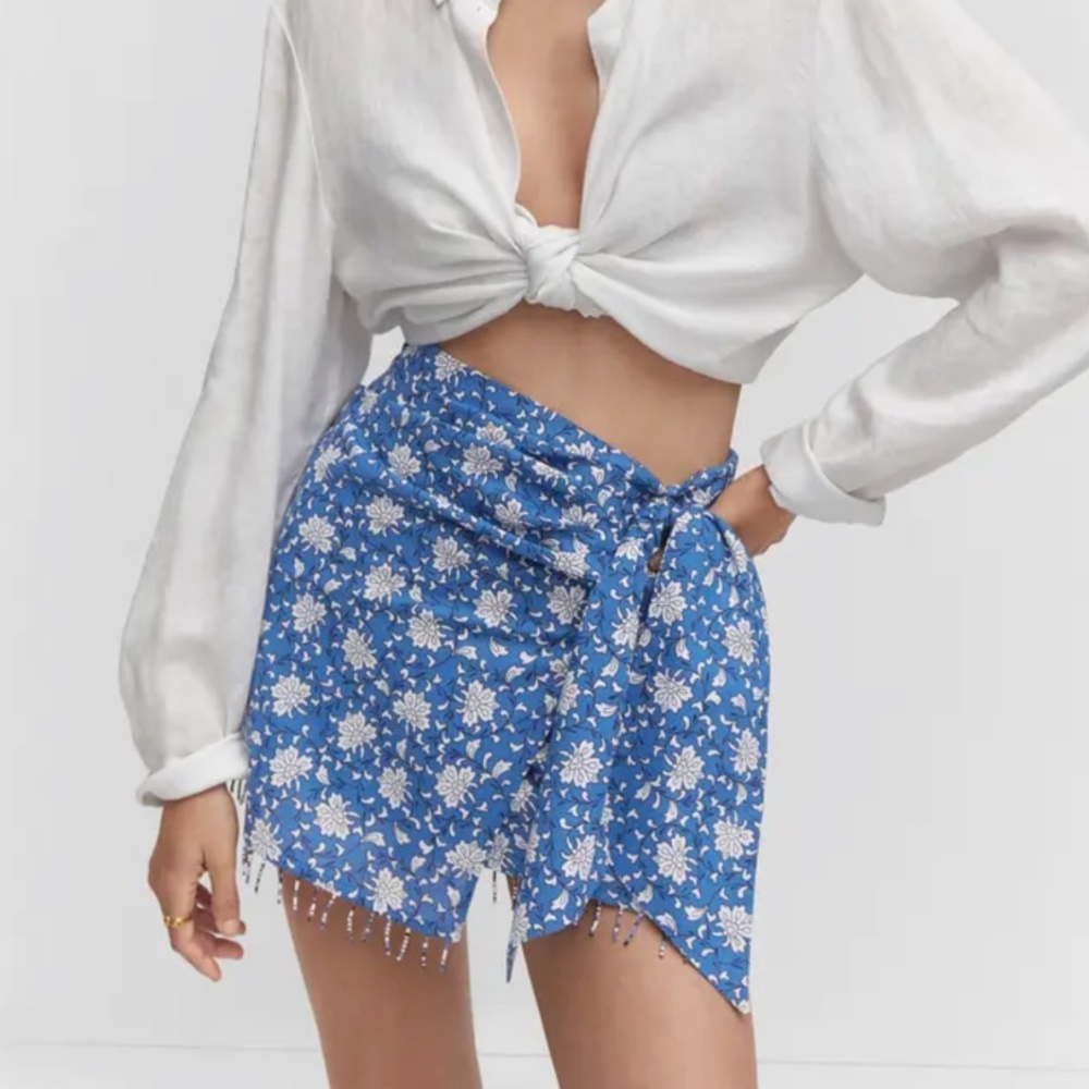 Mango Blue Floral Skirt